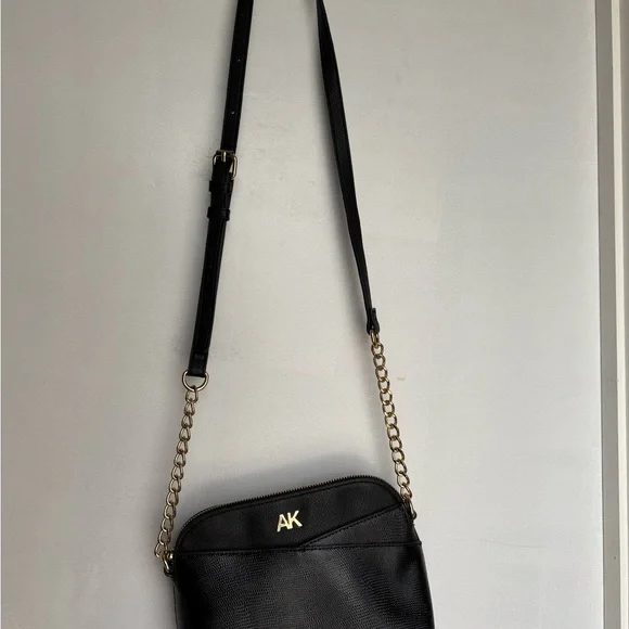 Anne Klein Black Crossbody with Gold Chain Detail - Picture 1 of 4